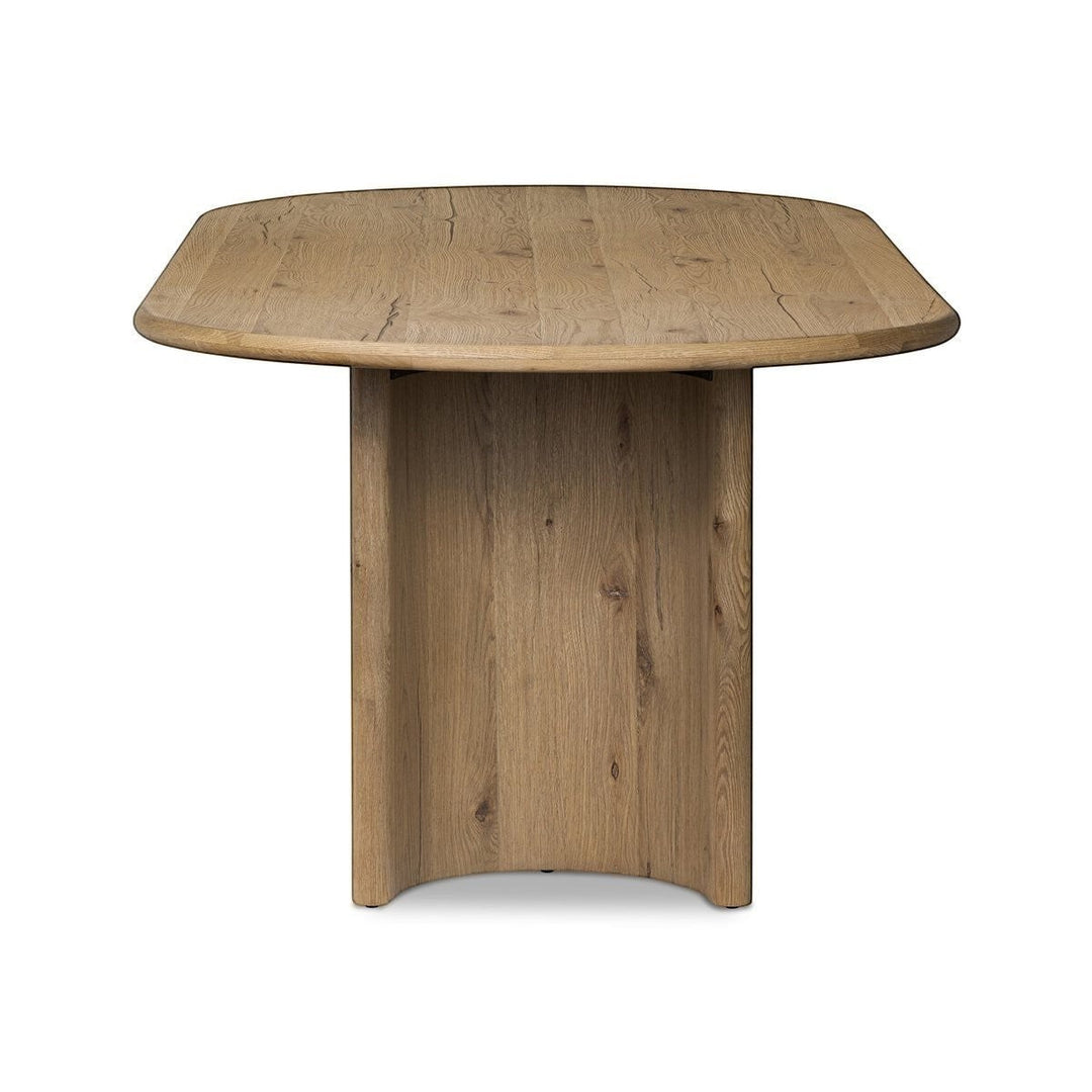 Maison Olive Table à manger ovale en bois d'acacia naturel avec piétement cylindrique