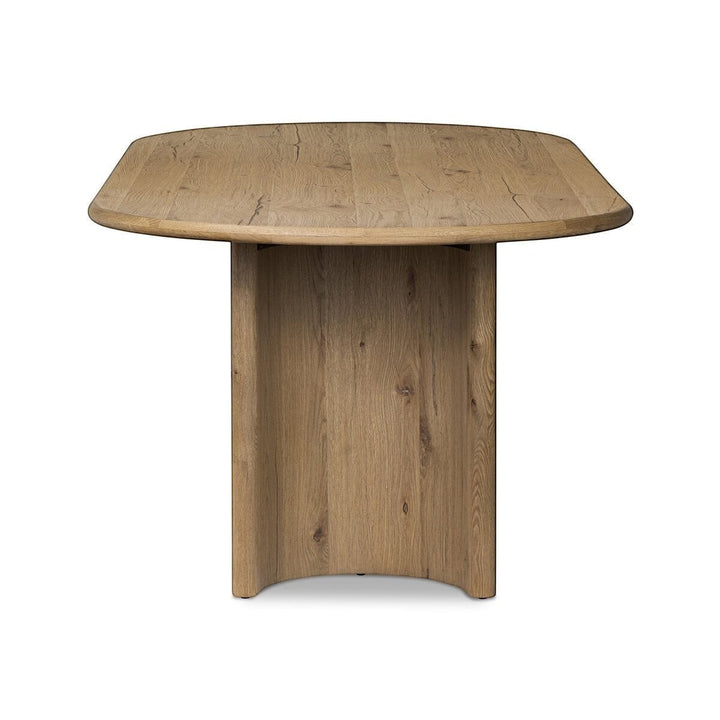 Maison Olive Table à manger ovale en bois d'acacia naturel avec piétement cylindrique