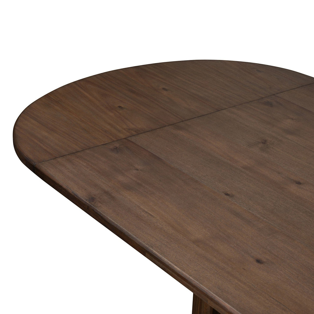 Table à manger Maison Olive en bois rustique marron foncé avec pied central, plateau ovale