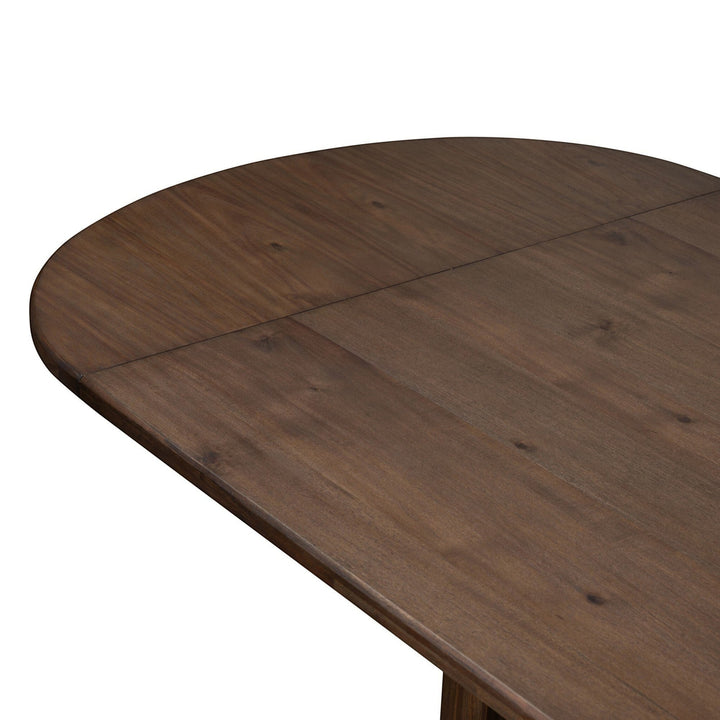 Table à manger Maison Olive en bois rustique marron foncé avec pied central, plateau ovale