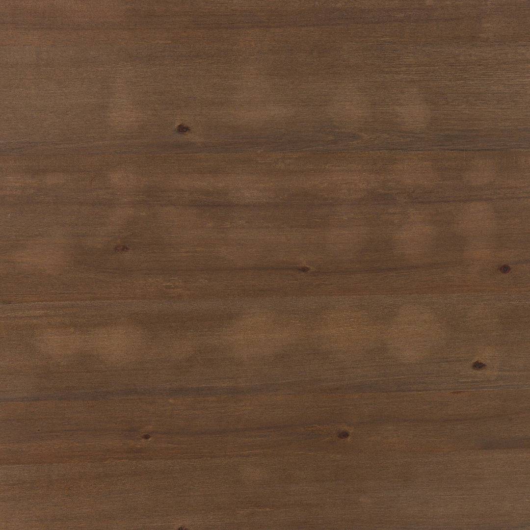 Table à manger Maison Olive en bois rustique marron avec pieds centraux, finition naturelle, style champêtre.