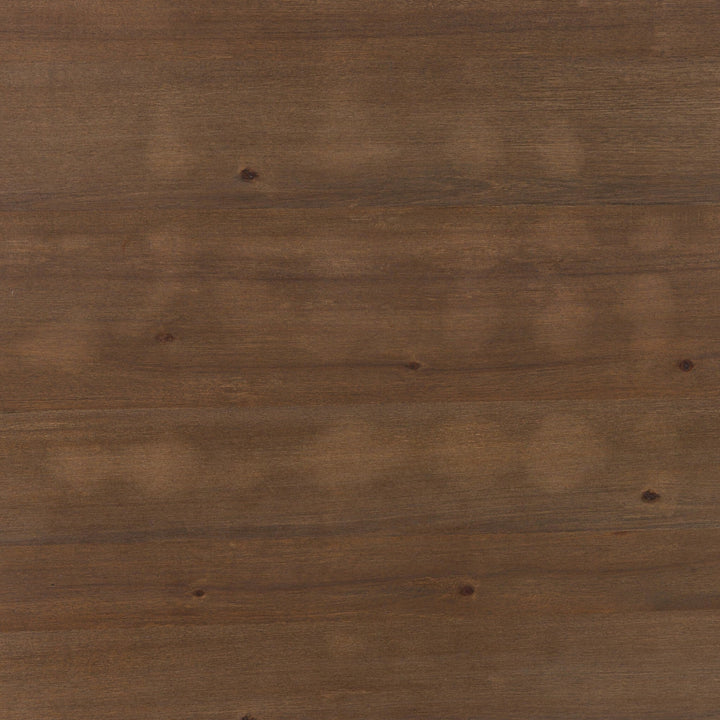Table à manger Maison Olive en bois rustique marron avec pieds centraux, finition naturelle, style champêtre.