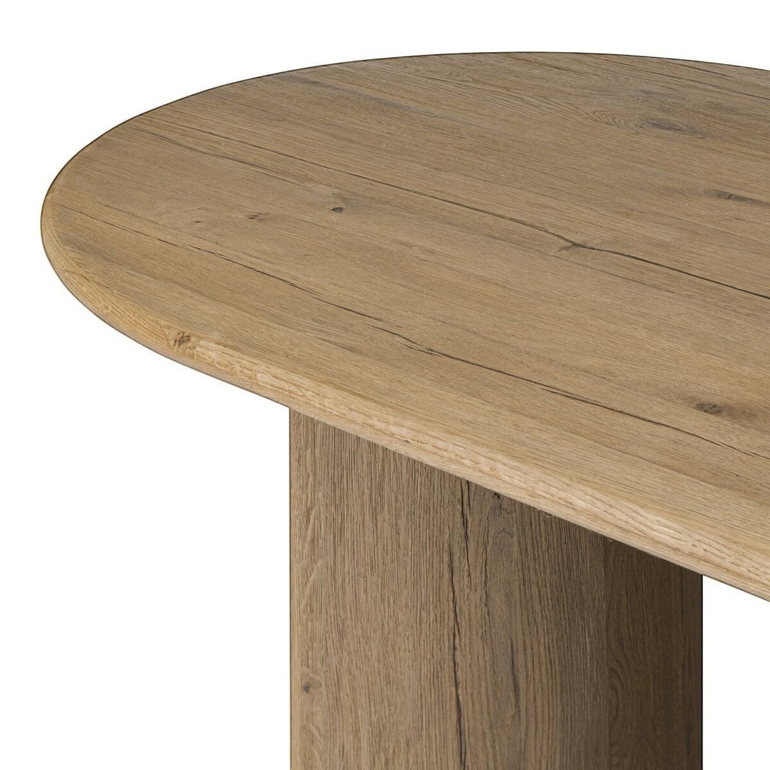 Maison Olive Table à manger ovale en bois d'acacia naturel avec piétement cylindrique