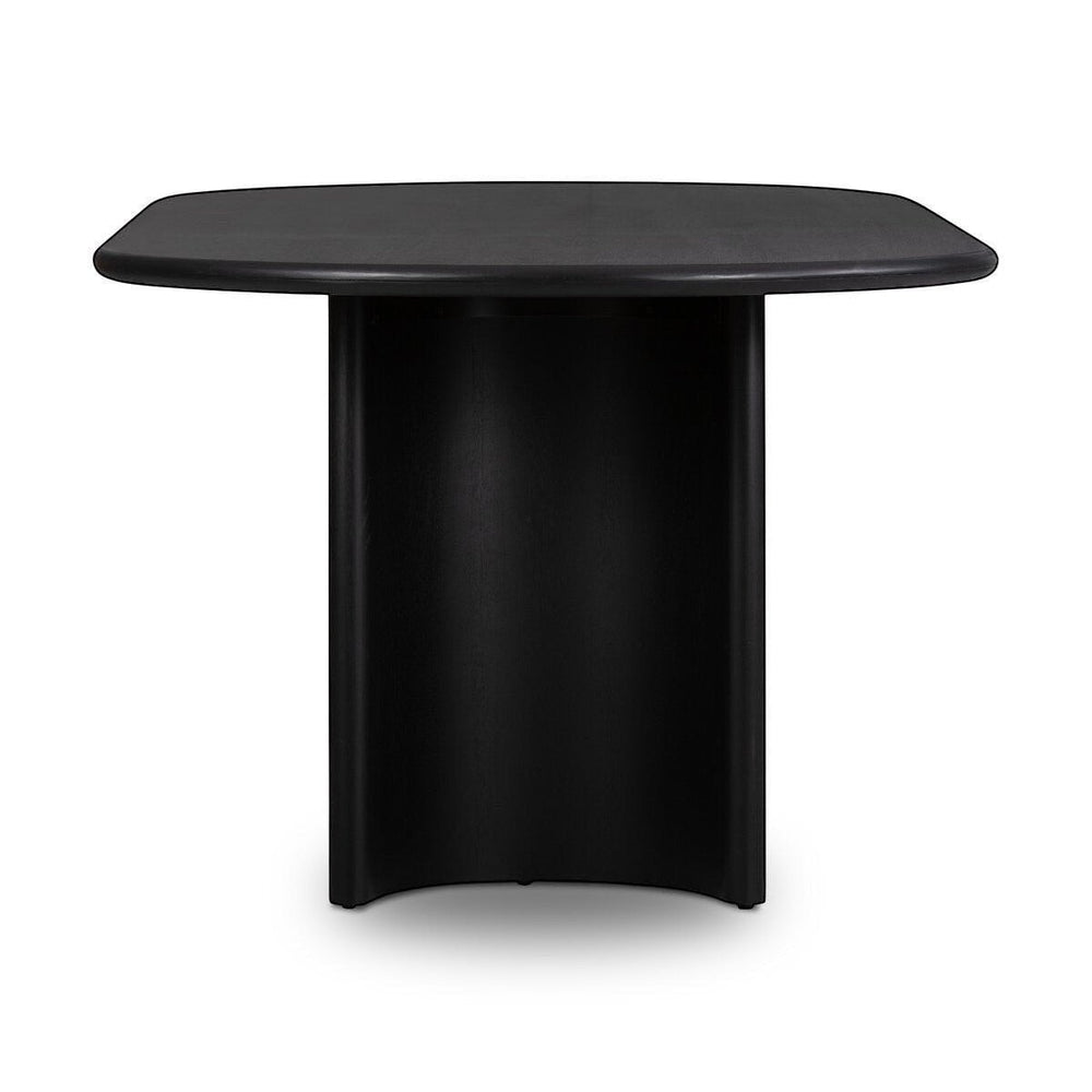 Table à manger ovale en bois noir Maison Olive avec piétement cylindrique