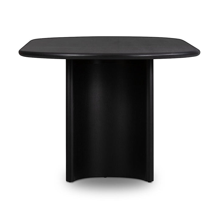 Table à manger ovale en bois noir Maison Olive avec piétement cylindrique