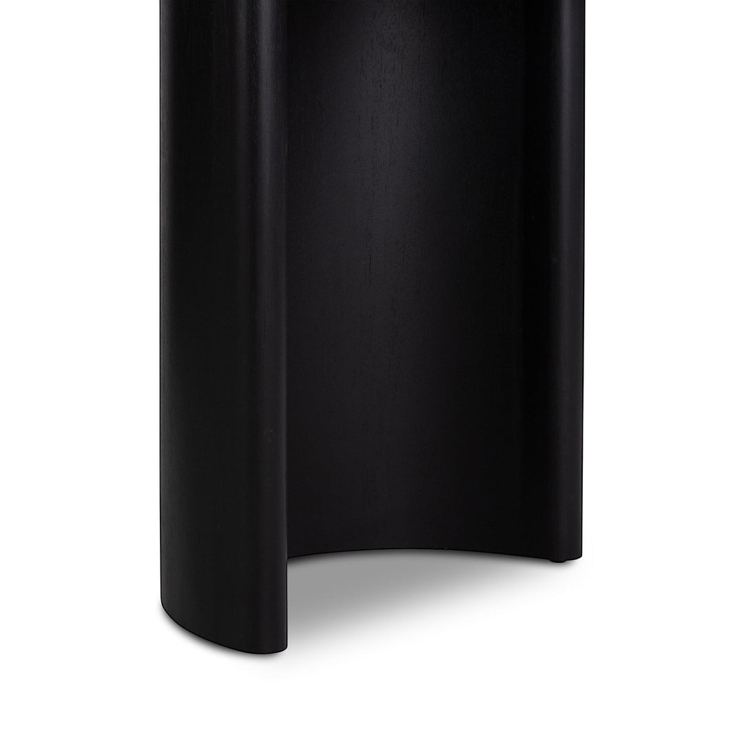 Maison Olive Table à manger ovale moderne en bois de noyer massif noir avec piétement cylindrique