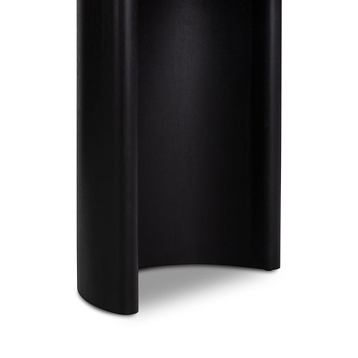 Maison Olive Table à manger ovale moderne en bois de noyer massif noir avec piétement cylindrique