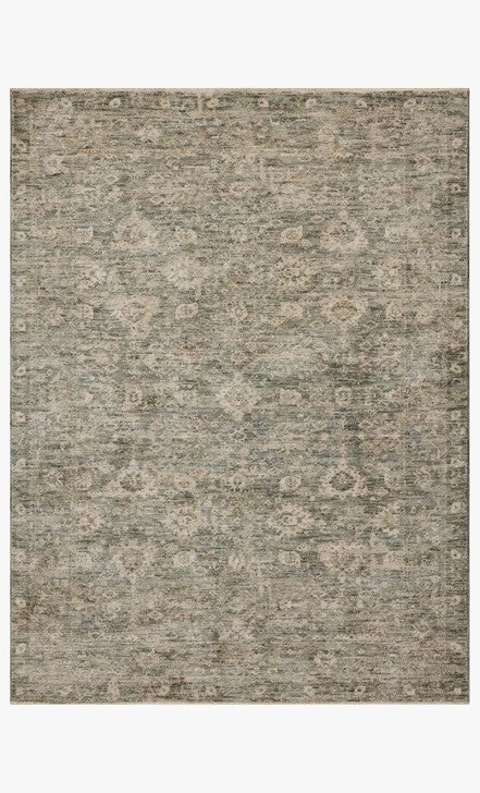 Tapis Maison Olive Junie Lagoon et naturel, motif antique tissé en polyester, style moderne et sophistiqué.