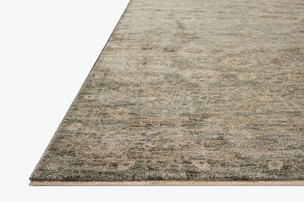 Tapis Maison Olive Junie Lagoon et naturel au motif antique tissé en polyester doux pour salon ou chambre