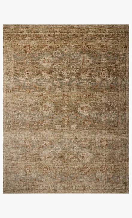 Tapis Maison Olive Junie aux tons épicés et multicolores avec motifs antiques tissés en polyester durable