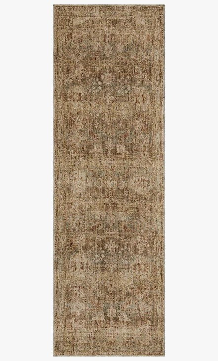 Tapis d'appoint Maison Olive Junie Spice Multi au motif antique vieilli dans des tons chauds de brun et terracotta