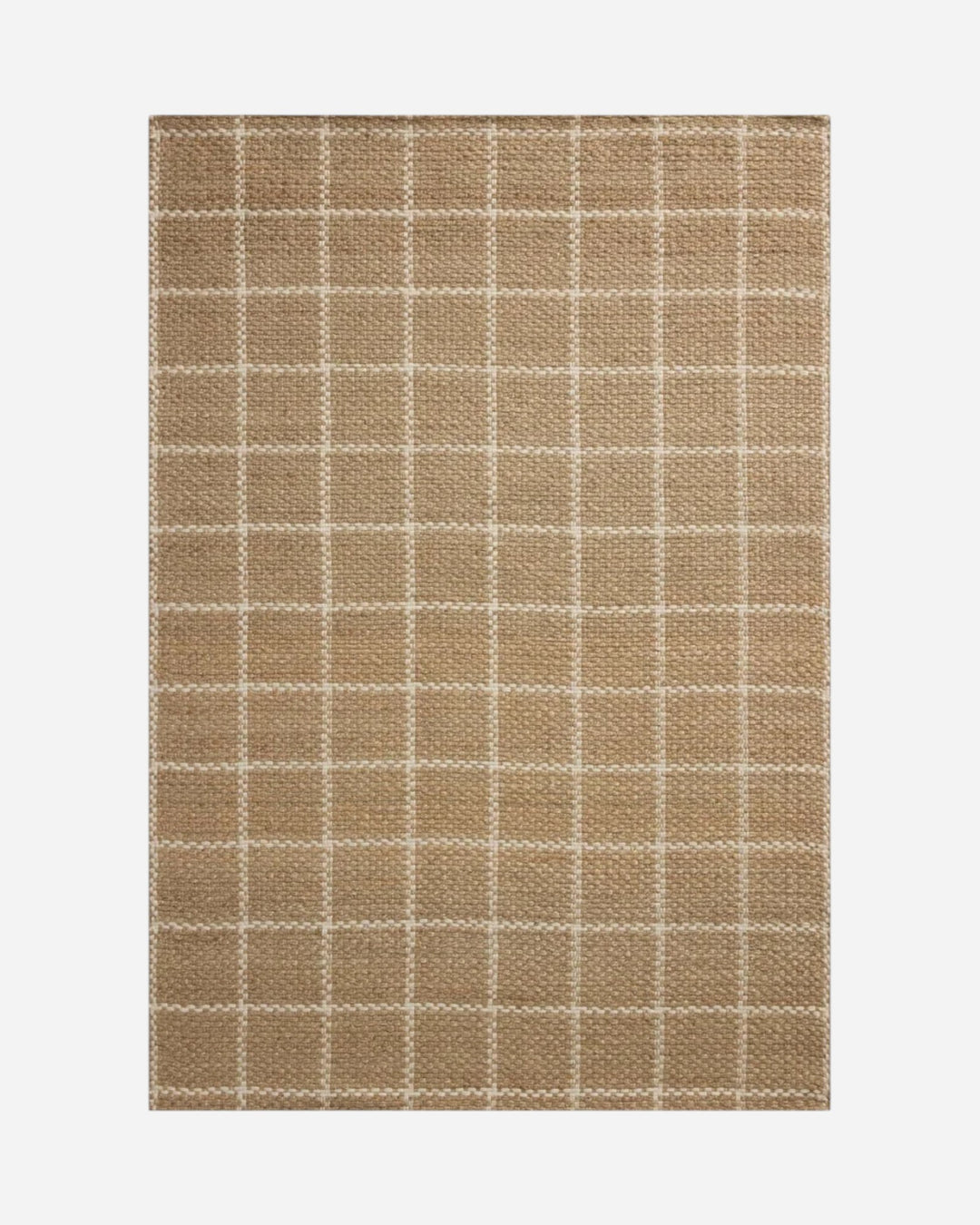 Tapis Maison Olive Fletcher en jute naturel et ivoire avec un motif à carreaux tissé mécaniquement