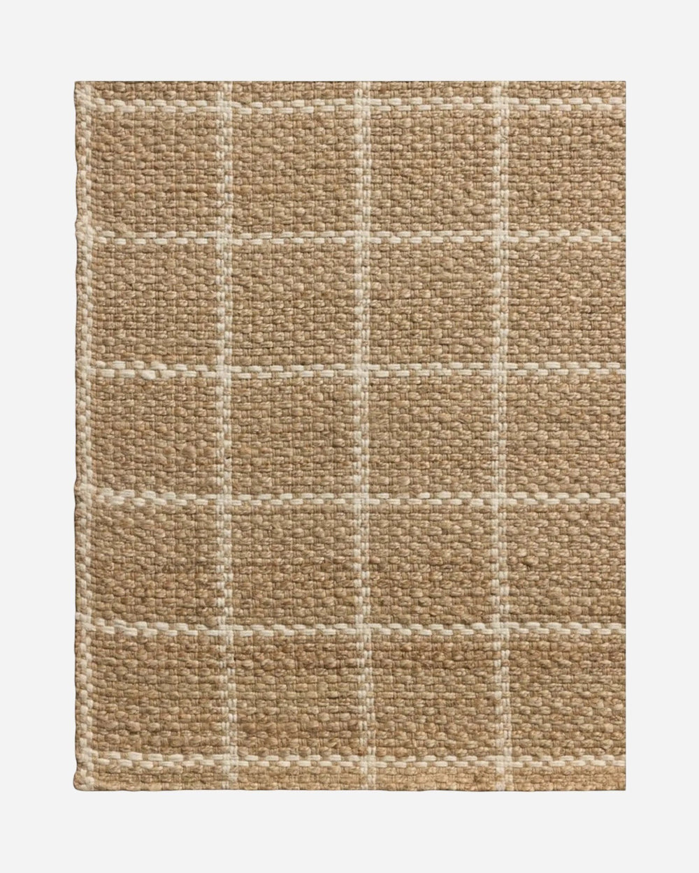 Tapis Maison Olive Fletcher en jute naturel et ivoire avec un motif à carreaux tissé mécaniquement