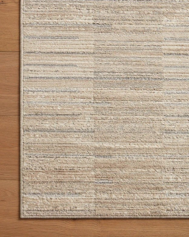 Maison Olive tapis texturé à rayures subtiles beige et gris clair pour salon ou chambre
