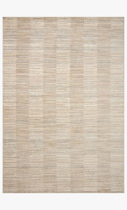 Maison Olive tapis texturé à rayures subtiles beige et gris clair pour salon ou chambre.