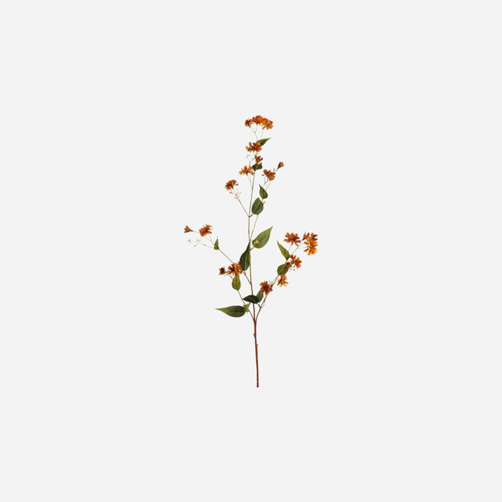 Tige d'épervière artificielle Maison Olive orange de 40 pouces avec fleurs détaillées et feuillage vert réaliste