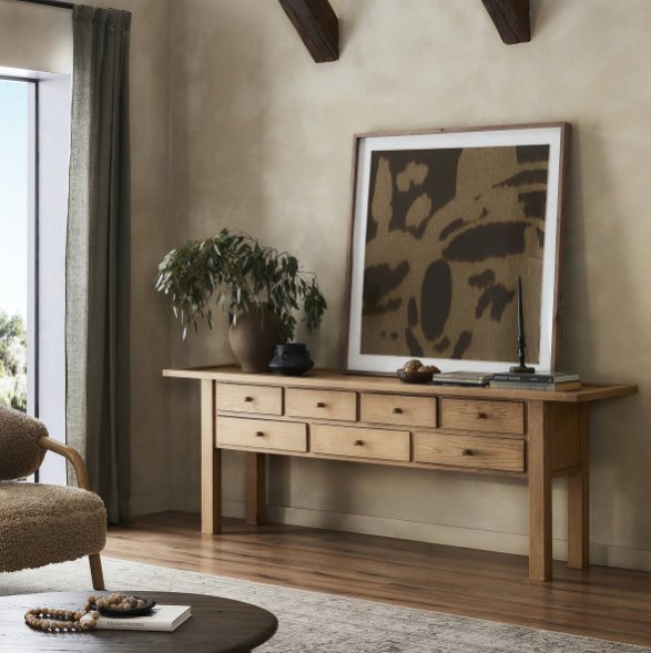 MILLBROOK Console Table - Natural Light Oak Veneer - Maison Olive - Consoles