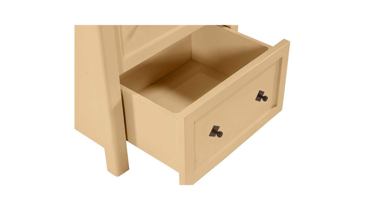 MATILDA butter yellow nightstand, detail of drawer interior