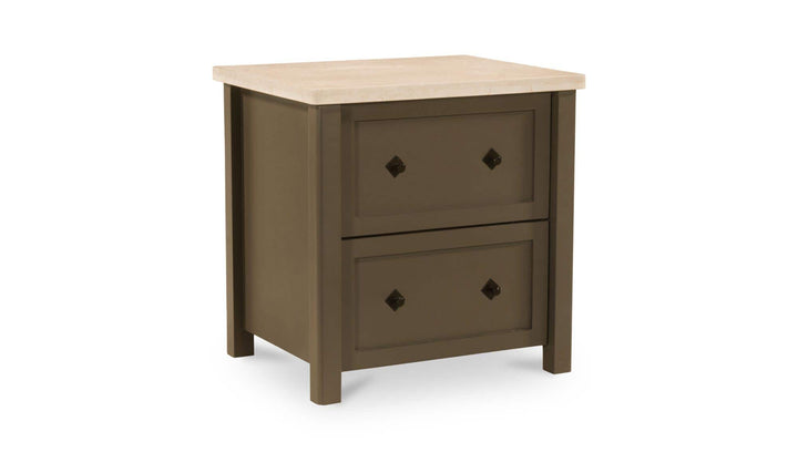 MATILDA dark olive nightstand, three-quarter view