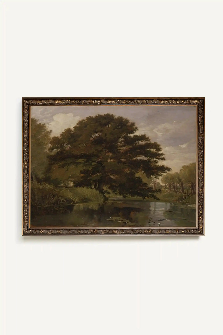 SOUS L'ARBRE ANCIEN, Oeuvre sur toile rigide, encadré Vintage Bronze