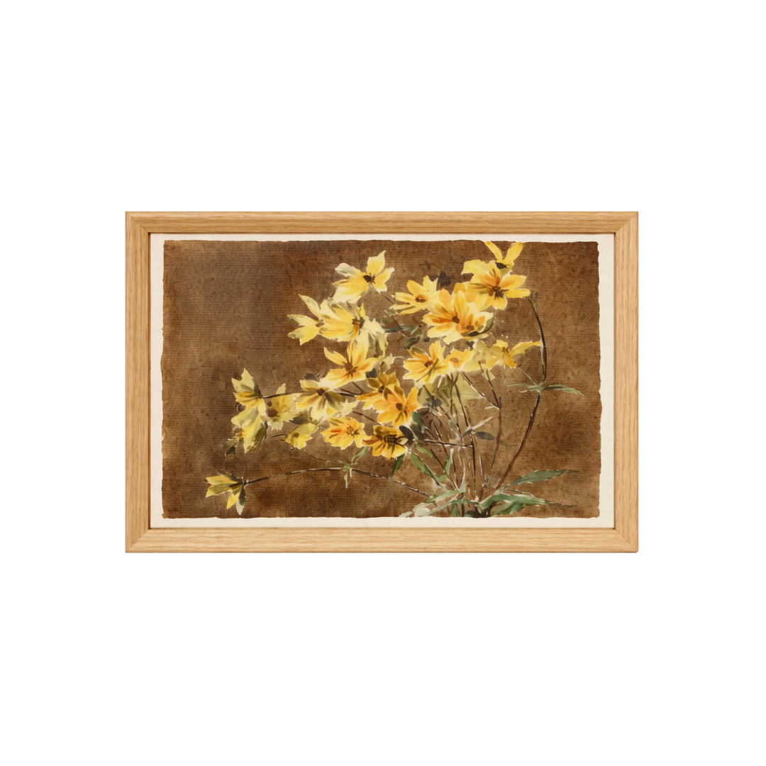 Fleur Jaune Toile Encadree Bois 