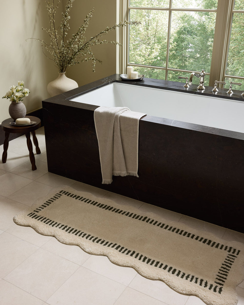 Tapis de bain Valerie — Ivory / Green