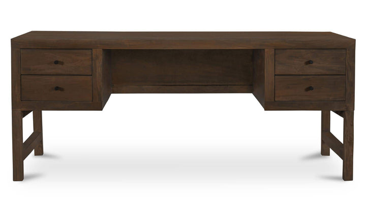 WINDSOR dark brown neem wood desk, front view