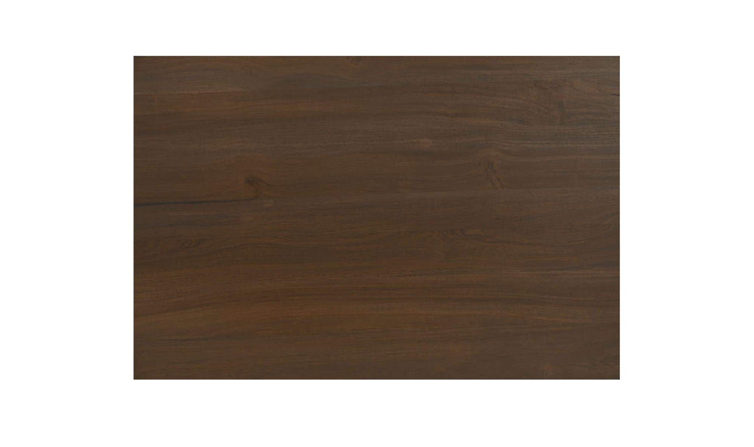 Detail of the WINDSOR desk dark brown neem wood grain