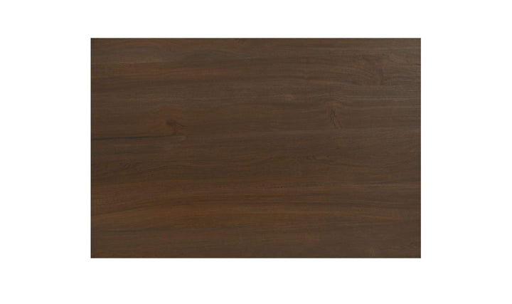 Detail of the WINDSOR desk dark brown neem wood grain