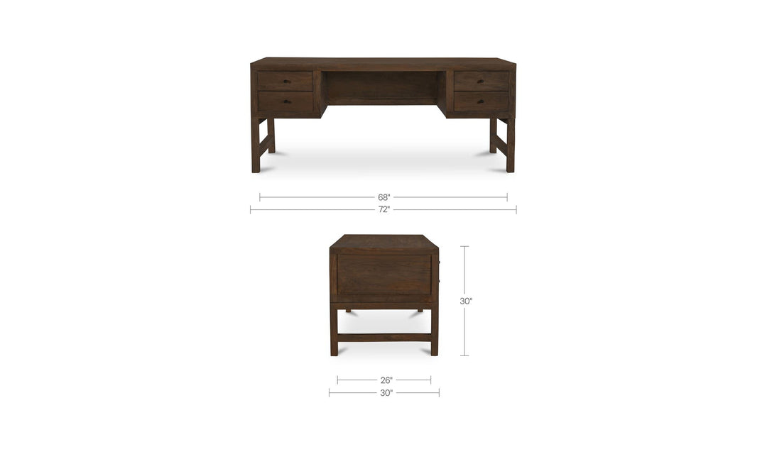 WINDSOR desk dimension diagram: 72 in wide, 30 in deep and 30 in high