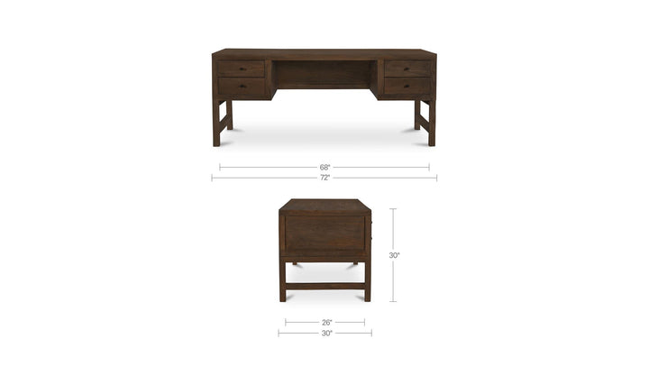 WINDSOR desk dimension diagram: 72 in wide, 30 in deep and 30 in high