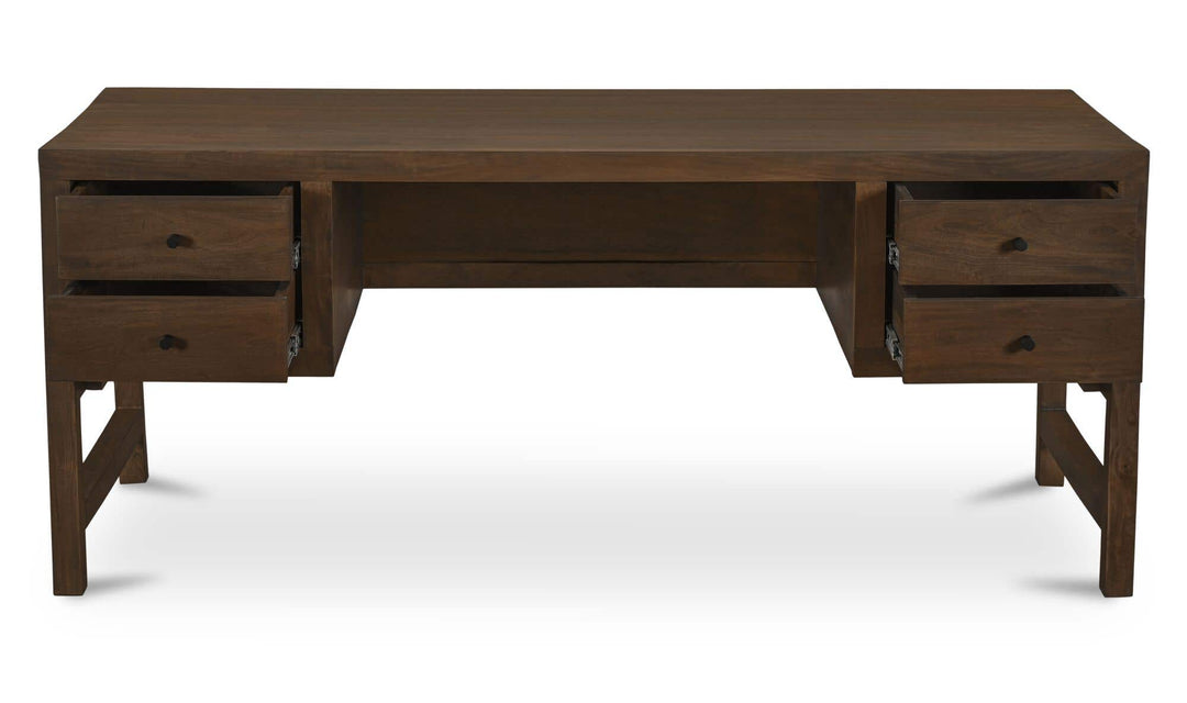 WINDSOR dark brown desk with all four drawers open