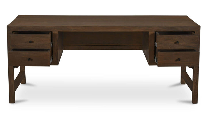 WINDSOR dark brown desk with all four drawers open
