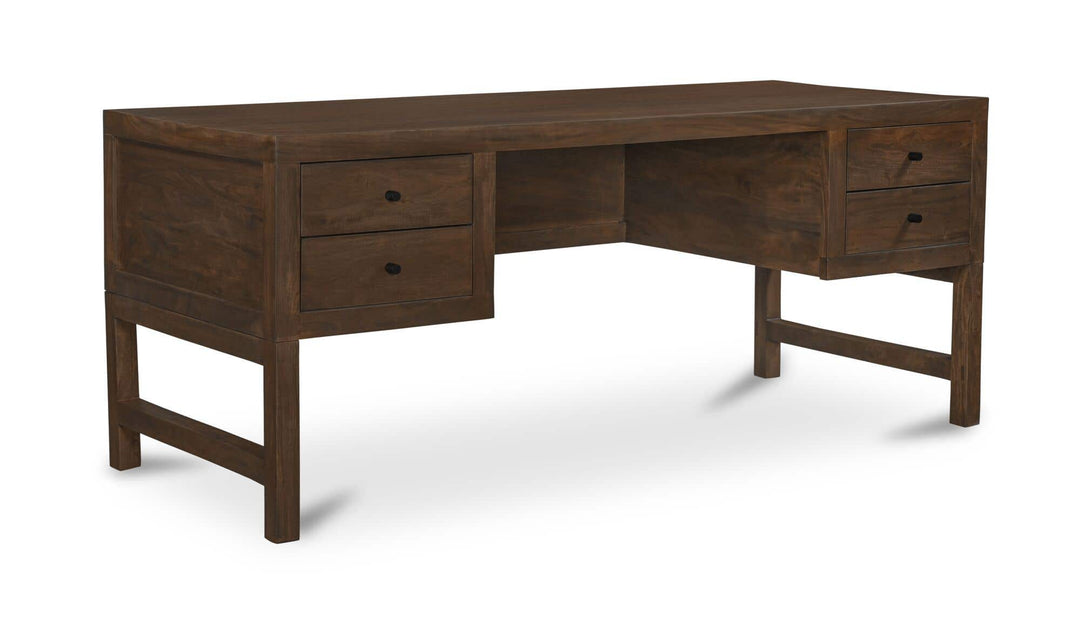 WINDSOR dark brown desk, three-quarter view